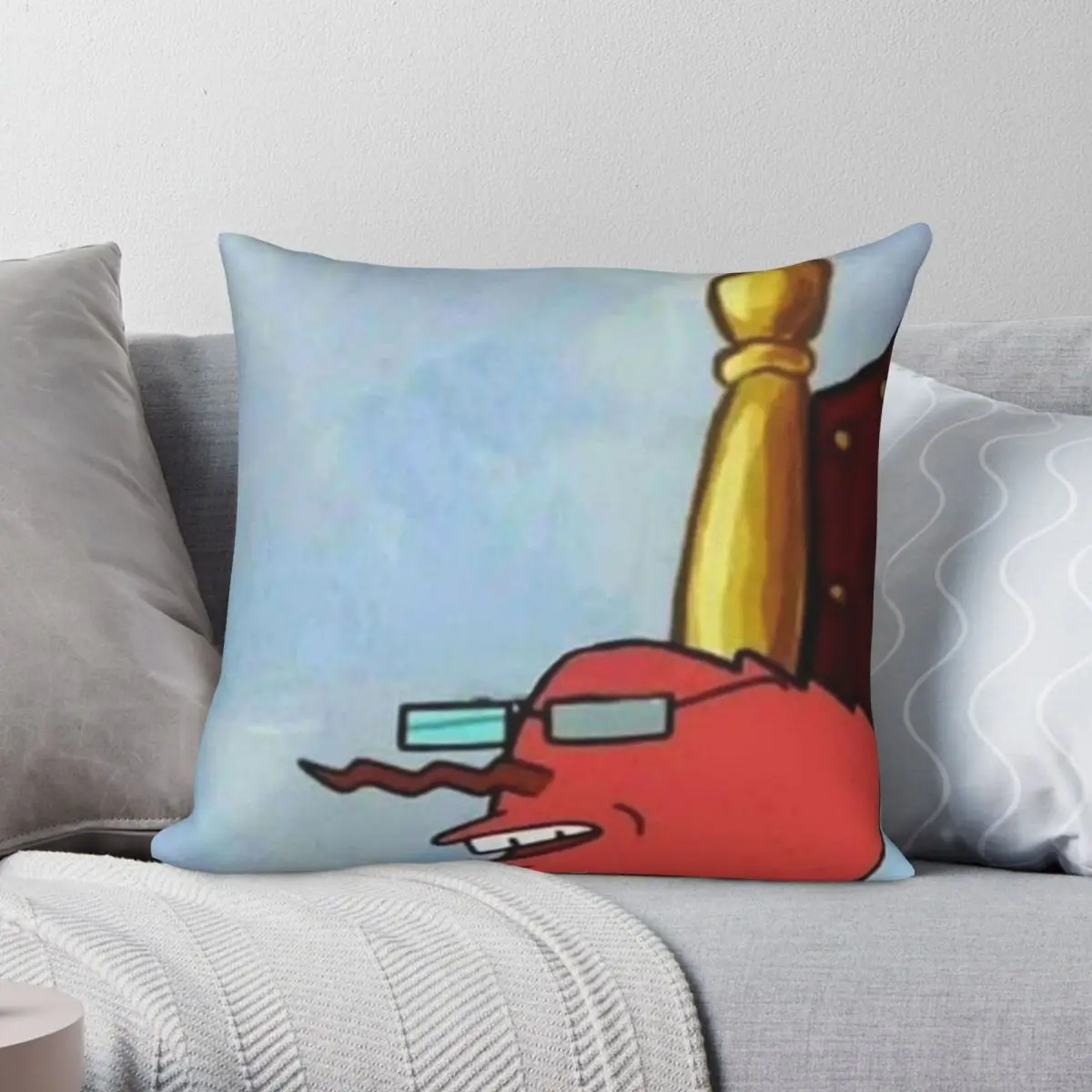 

Квадратная подушка Mr Krabs с надписью Wack, чехол из полиэстера и льна с бархатным узором, Декоративная Подушка на молнии, чехол, наволочка для ав...