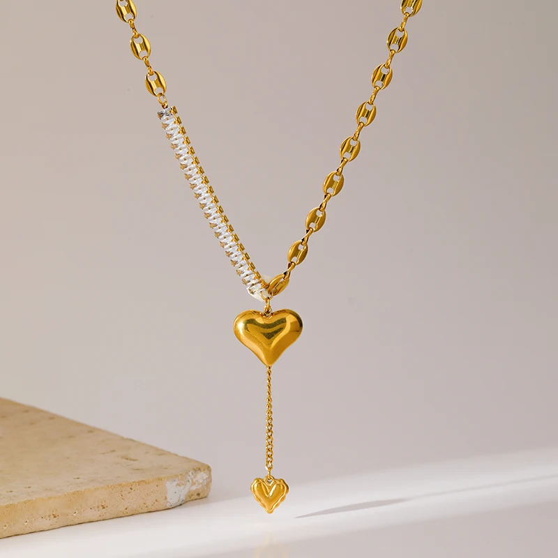 EILIECK нержавеющая сталь 316L сердце любовь кулон ожерелье для женщин мода циркон