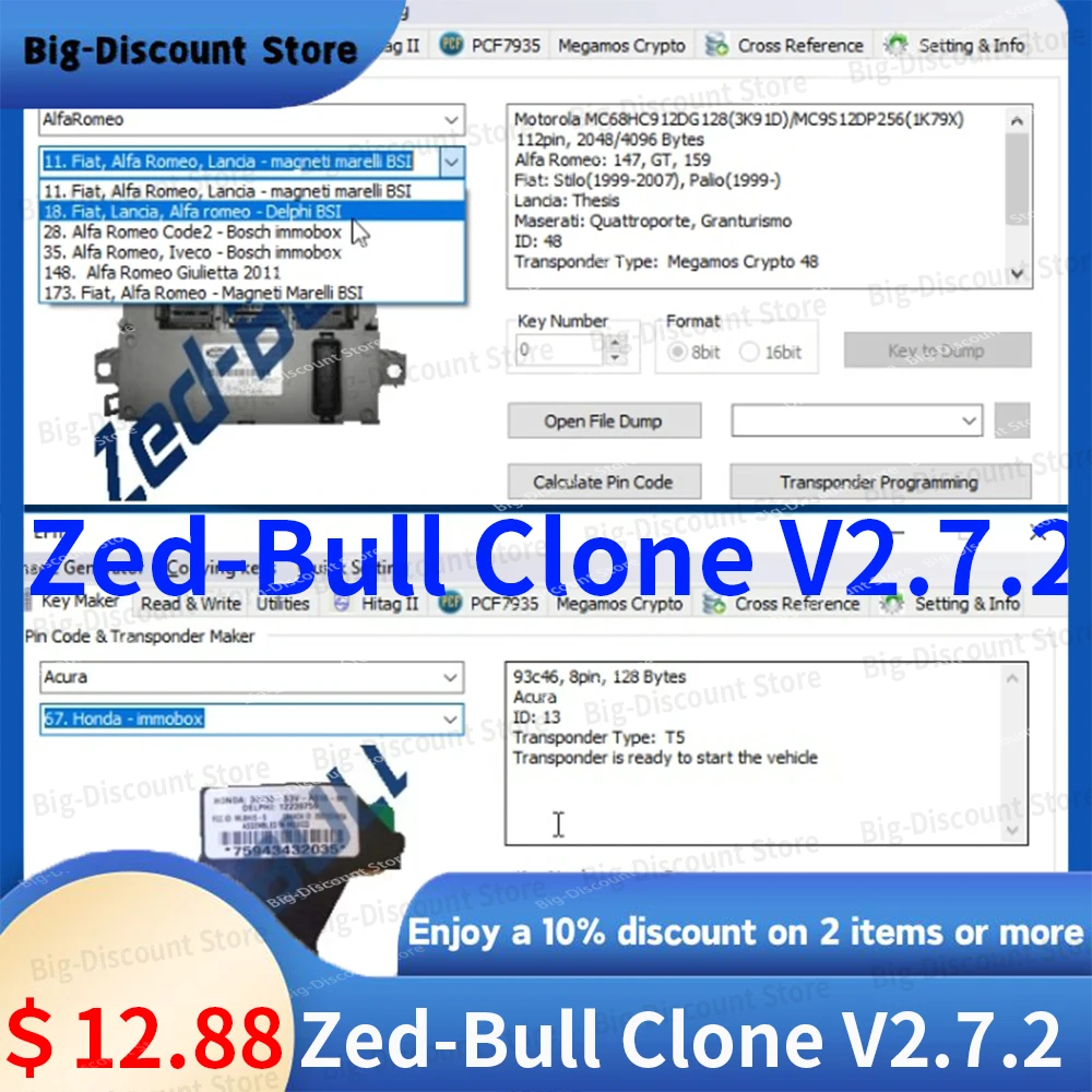 Программатор Mini Zed Bull Key Programmer V2.7.2 Zedbull Transponder Clone Инструмент для программирования
