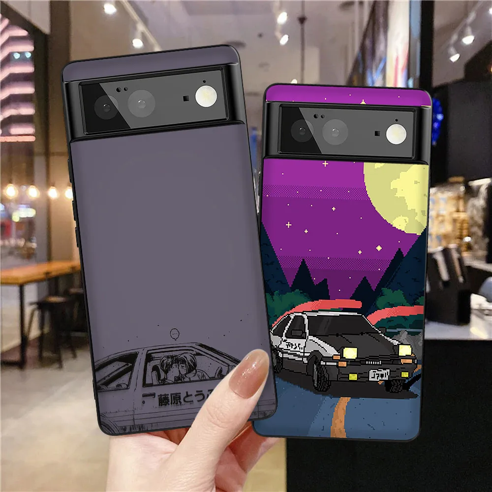 

Initial D Car Pattern Phone Case for Google Pixel 6 6Pro 6a Back Cover for Google Pixel 3a 4 4a 5 5a 5G XL Soft TPU Anime Coque