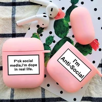 funny letters earphone case for apple iphone charging box for airpods 1 2 3 pro luxury pink wireless bluetooth headphone case