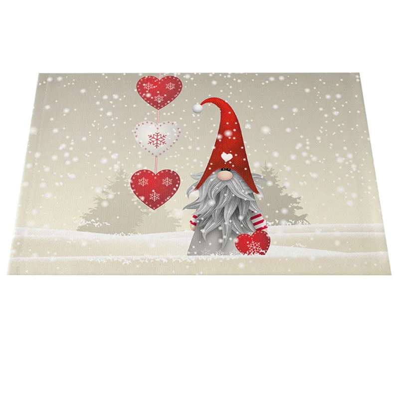 

Льняной рождественский коврик для стола с гномом