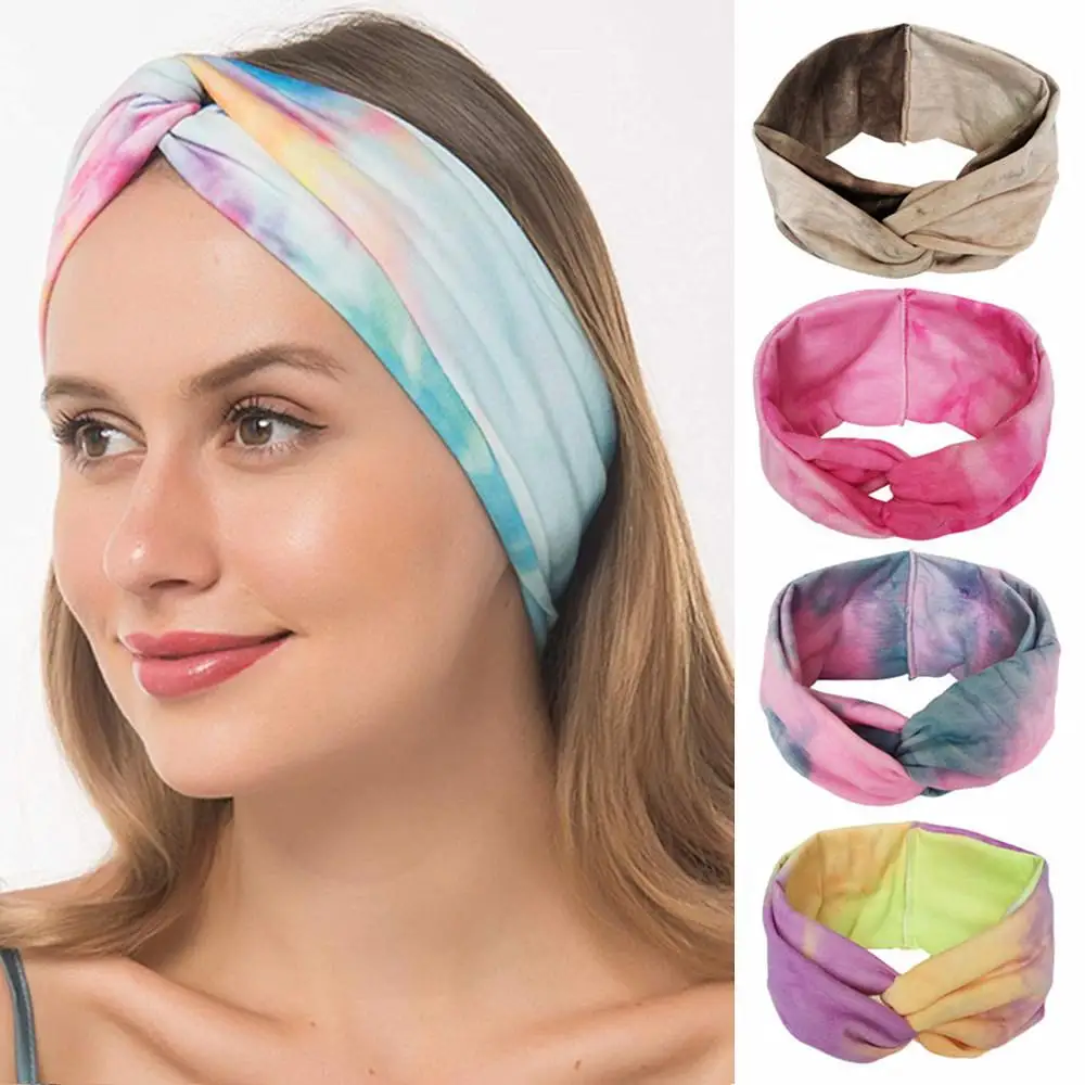 

Tie Dye Headband for Women Criss Cross Yoga Head Band Turban Headwrap Vintage Twisted Hairband Bandana Bandage Hair Accessories