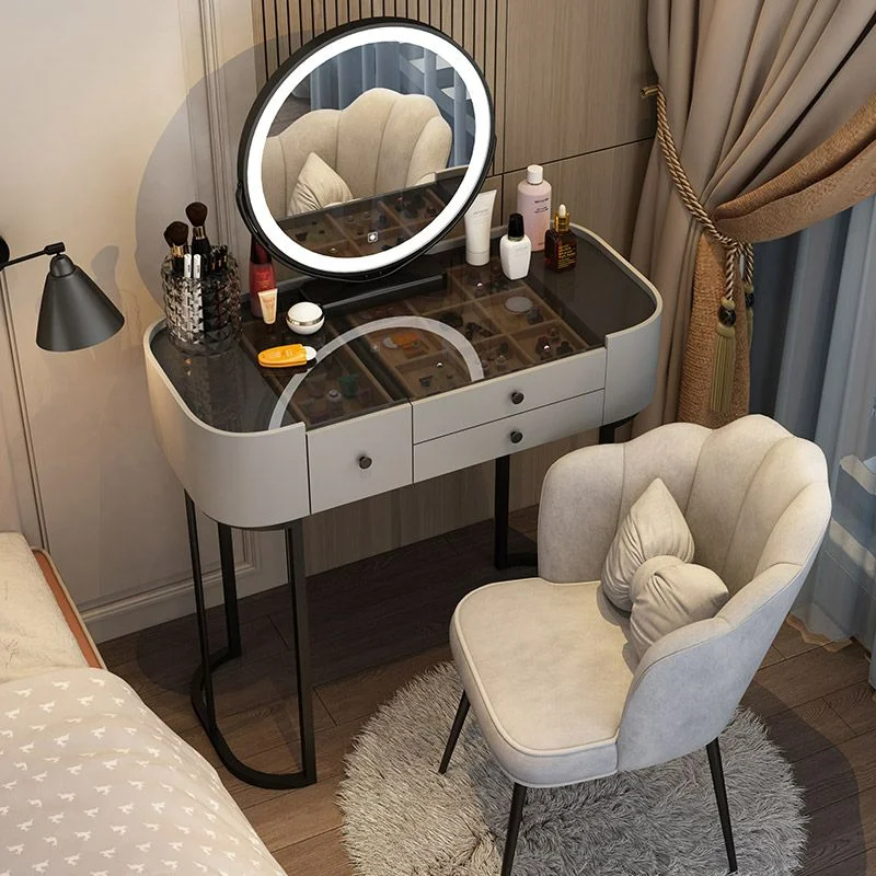 

Glass Dresser Small Apartment Bedroom Light Luxury High-end Modern Minimalist Storage Table Vanity Desk Dressing Makeup Tables