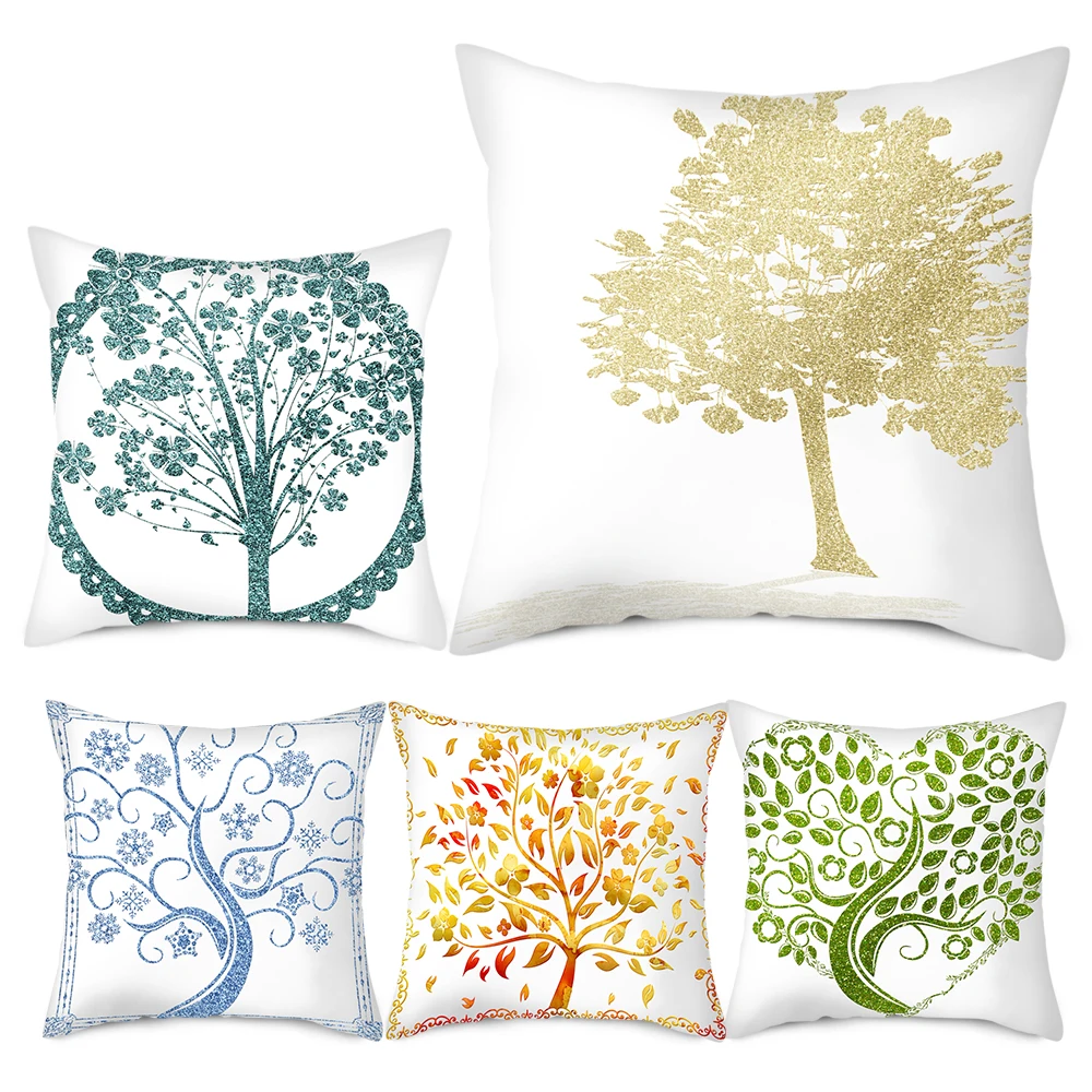 

Plants Tree Peach Skin Decorative Throw Pillow Case Colorful Tree Pillow Cover Car Home Decorative Couch Decoration Cushion