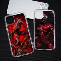 marvel red venom 2 phone case for iphone 13 12 11 pro max mini xs 8 7 plus x se 2020 xr transparent soft cover