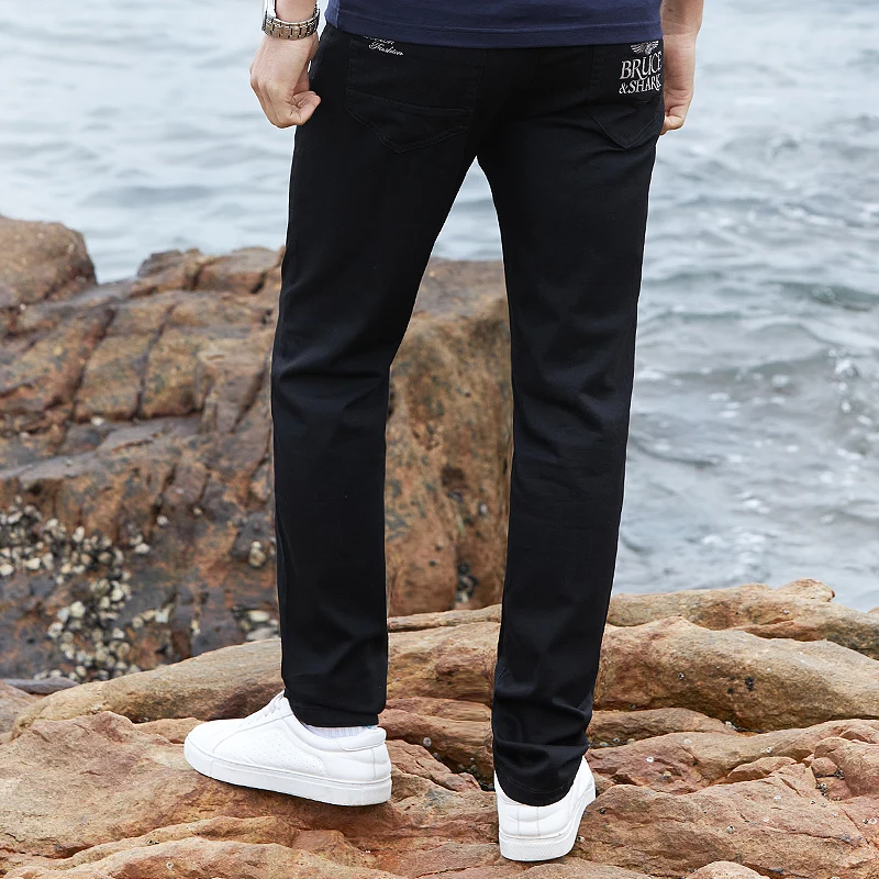 Bruce&Shark New Summer Men's Jeans black Stretching Cotton Straight Casual  Fashion Denim Jeans men's pants Super Quality big