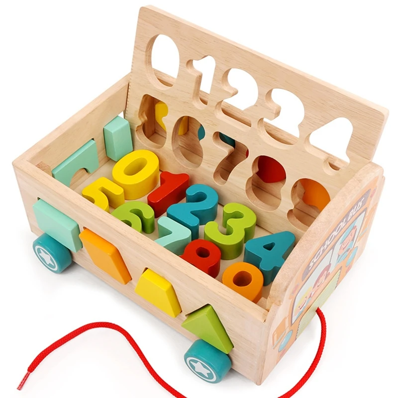 

Wooden Number Shape Puzzles Bus Toy Montessori Sorter Shape Matching Toy Maths Learning Toy Intelligence Educational Toy
