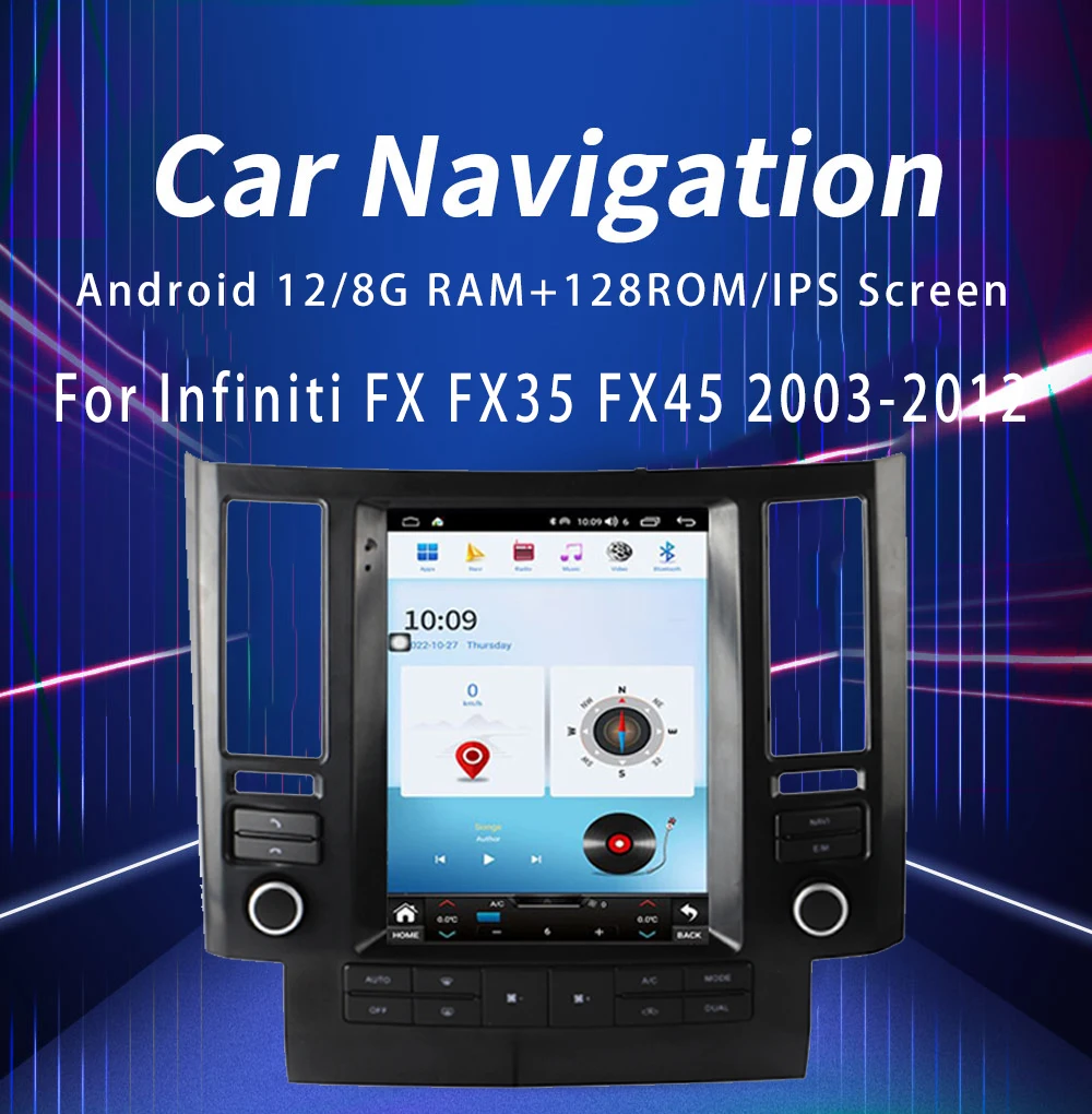 Qualcomm 8 Core Android12 For Infiniti FX FX35 FX45 2003-2012 Tesla Screen Car Radio Multimedia Player Auto GPS DSP Carplay