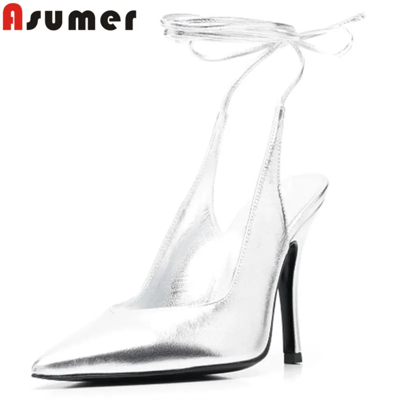 

Женские босоножки ASUMER из искусственной кожи, на шнуровке, с ремешком на пятке