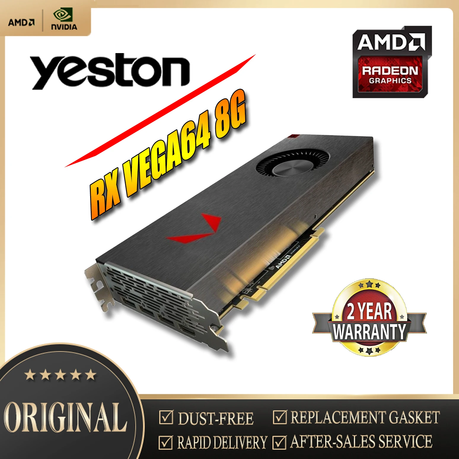 YESTON AMD READON RX VEGA 64 8G 14 нм 4096 бит графические карты GPU Viedo карта настольного ПК игровая Карта Б/у