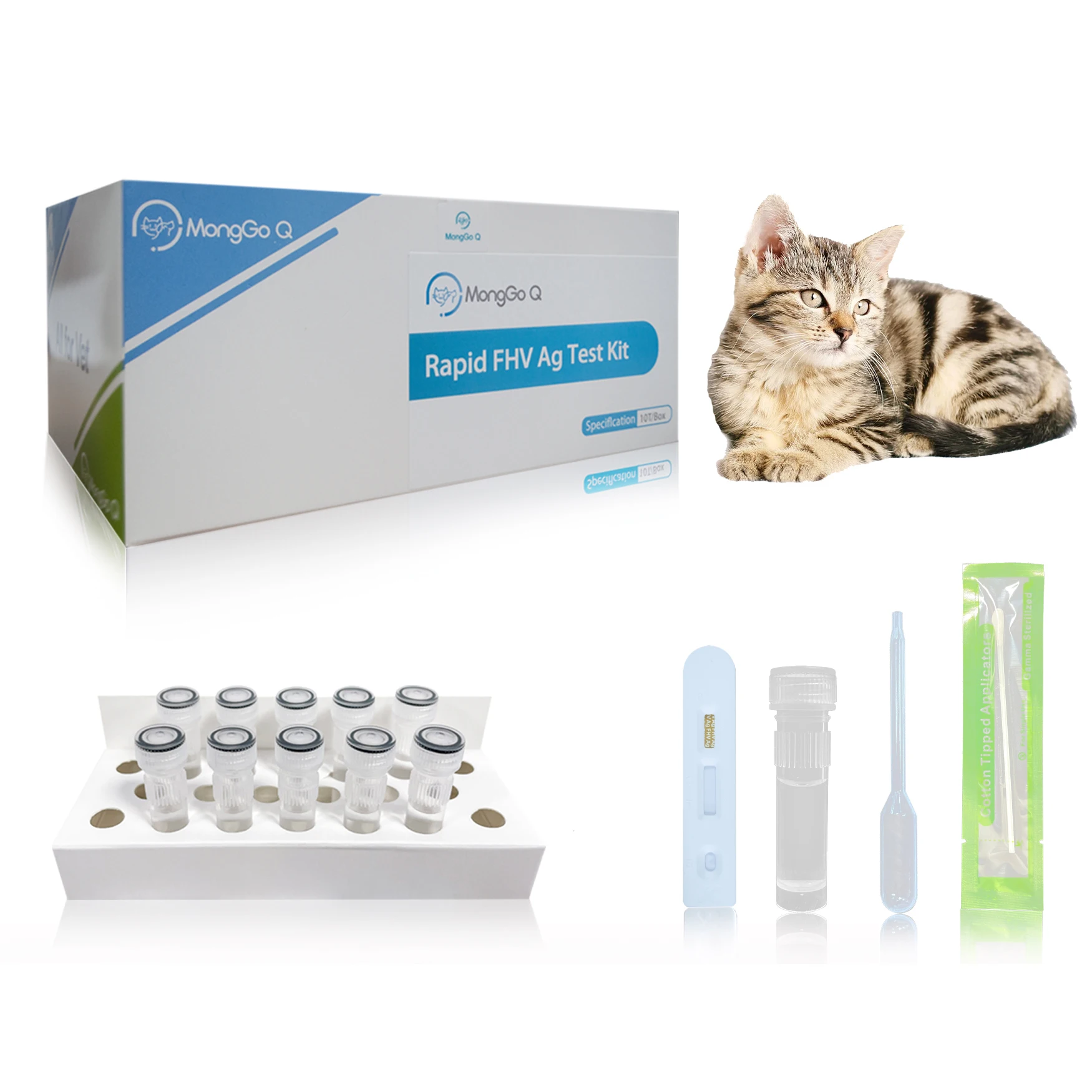 

MongGo Q 10Pcs Feline Herpes FHV Ag Detection of Mouth and Nose Secretions Test Kit, FHV-10