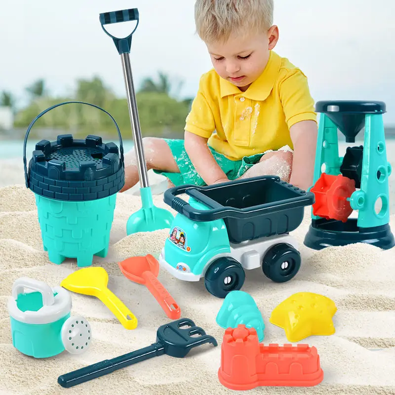 

Children's Outdoor Games Beach Accessories Play Water Beach Baby Toy Gifts Four Wheeled Cart Hourglass Toys for Kids Gift