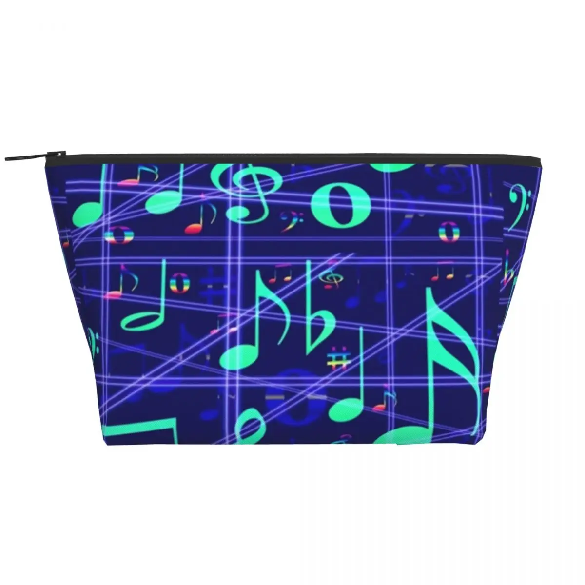 

Music Notes Zip Storage Organizers Vintage Lines Print Women's Makeup Bag For Makeups Large Capacity Cosmetic Bags