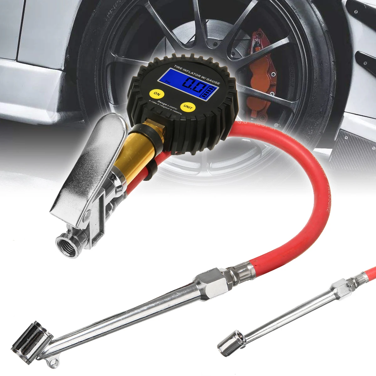

Mayitr 200PSI Air Compressor Pump Quick Connect Coupler LCD Display Digital Tire Inflator Pressure Gauge For Car Truck Motor