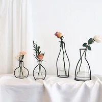 iron line table vase flower pot cachepot for flowers metal plant holder nordic home decor jarones de vidrio para decoracion