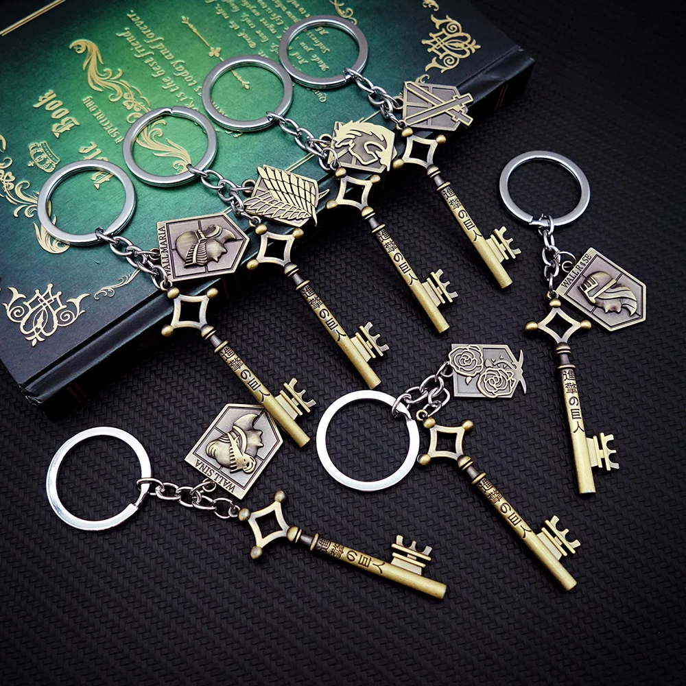 

Attack on Titan Keychain Wings of Freedom Key Set Keyring Key Chains for Men Anime Accessories Car Key Ring Pendant llaveros