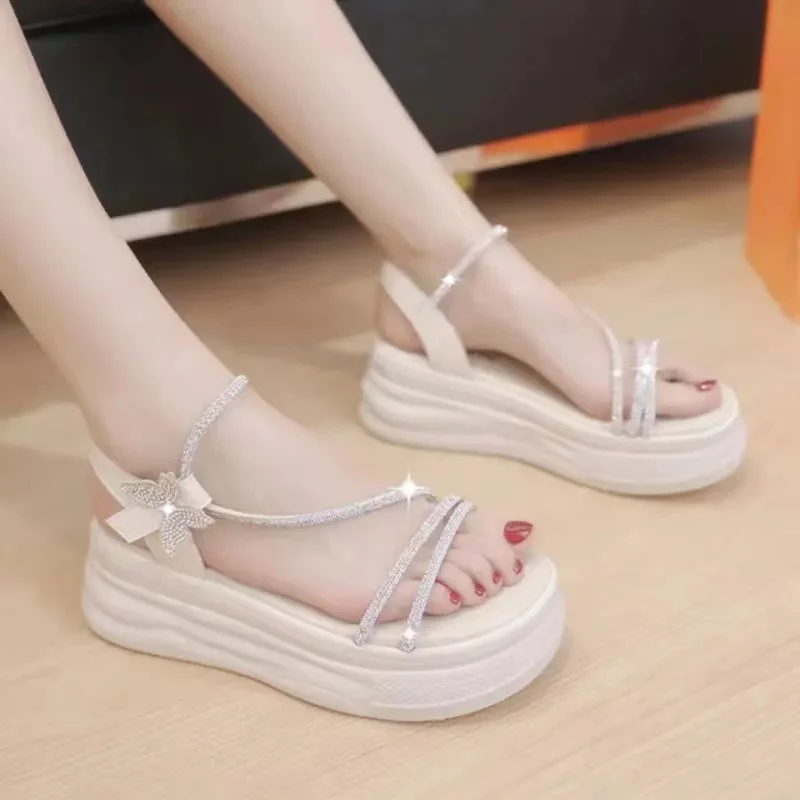 

Roman Sandals Women 2022 Summer New Fashion Wedge Heels Korean Thick Soled Sponge Cake Beach Sandals Zandalias