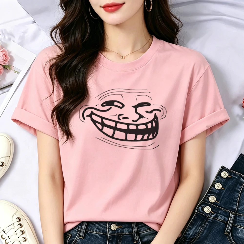 Фото Футболка с принтом Trollface, винтажная японская футболка для подростков, милый японский эмо-стиль, для вечеринок №4