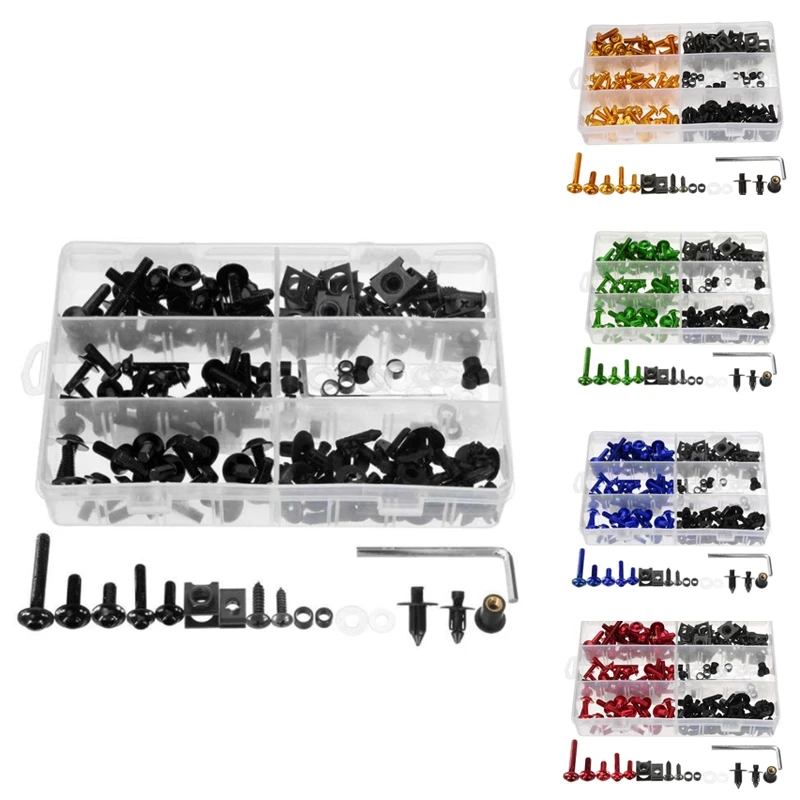 

198Pcs Universal Motorcycle Fairing Bolt Screw Fastener Fixation for Honda Yamaha Kawasaki Suzuki Mounting Kits