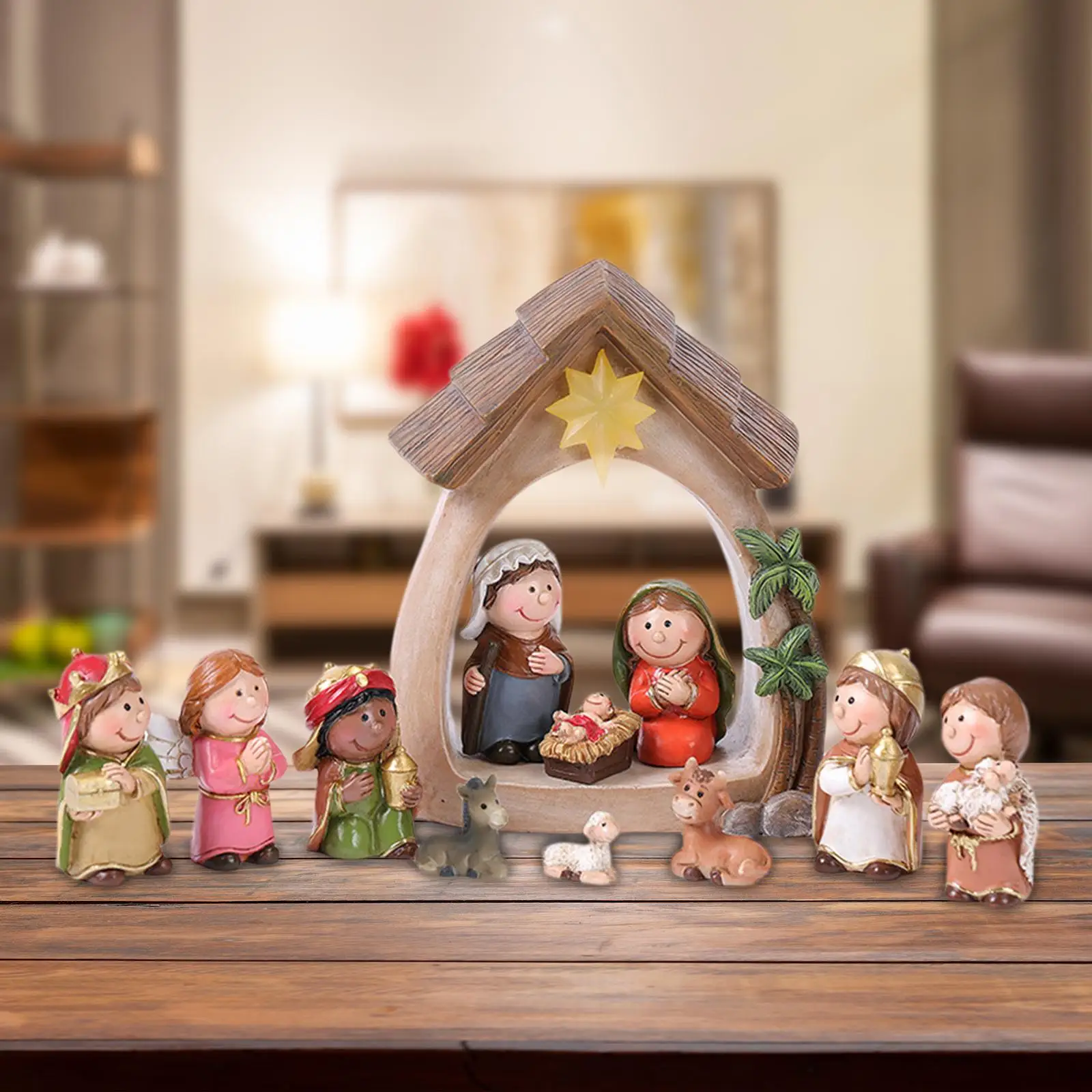 12Pcs Christmas Nativity Figurines with Light Resin Holy Family Birth of Jesus for Christmas Tabletop Church Shelf Chapel 12Pcs Christmas Nativity Figurines with Light Resin Holy Family Birth of Jesus for Christmas Tabletop Church Shelf Chapel