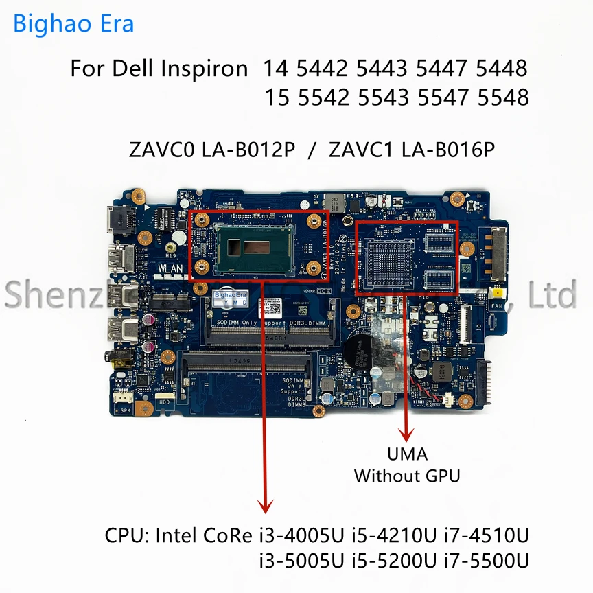 LA-B012P для Dell Inspiron 5443 5447 5448 15 5543 5547 5548 материнская плата для ноутбука с процессором i3 i5 i7 UMA LA-B016P 006M0K