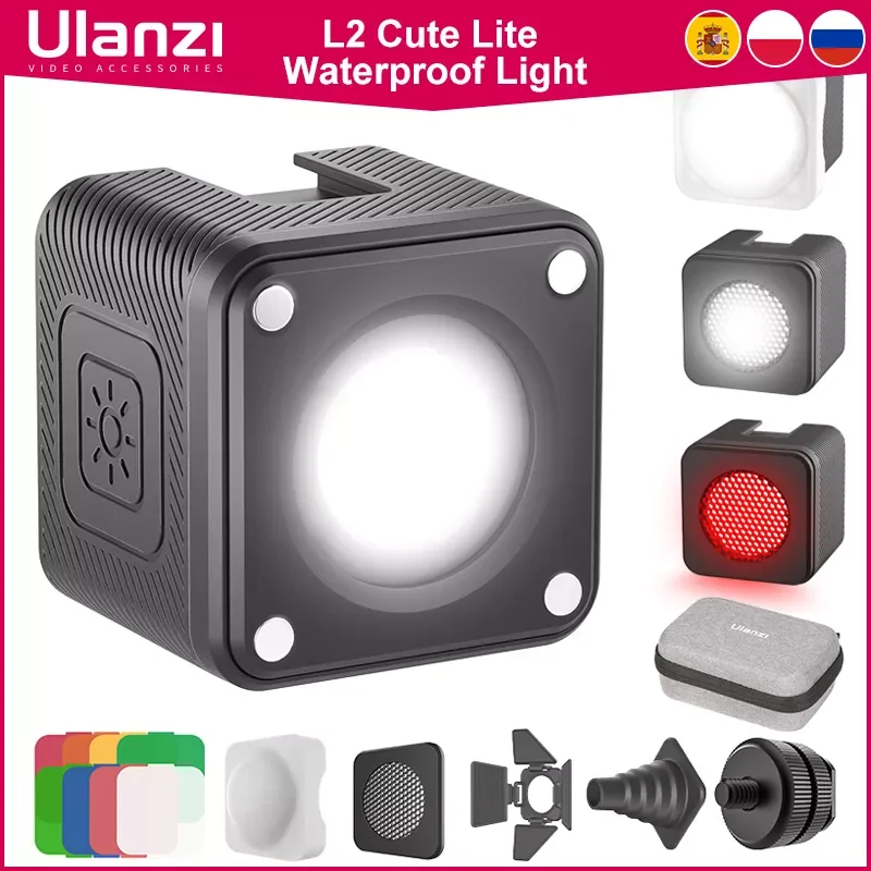 

Ulanzi L2 Cute Lite IP68 Mini Video Light with Color Filter Diffuser Honeycomb 5500K Photography Light for DSLR Camera Light