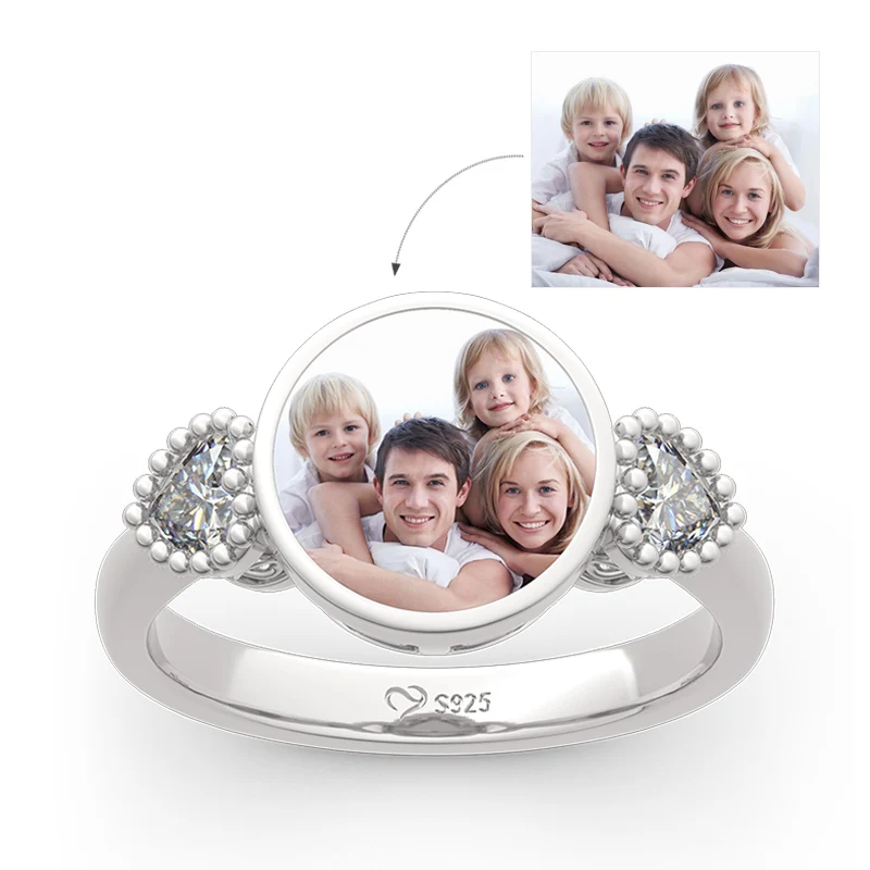 

Jeulia "The Best Memories" Sterling Silver Personalized Photo Ring Family Photo Custom Spinning Ring High End Gifts for Women