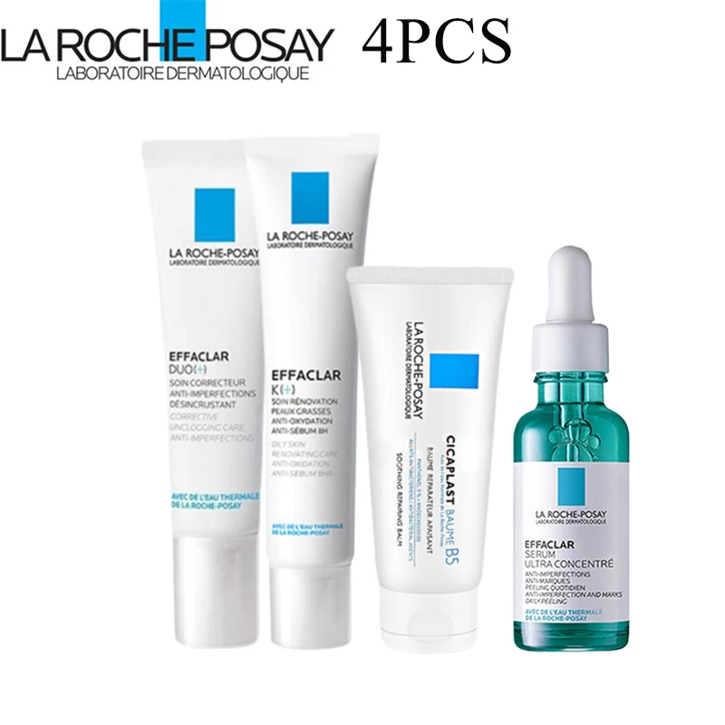 

4PCS La Roche Posay Anti Acne Set Original Duo+ K+ Effaclar Serum Cicaplast B5 Repair Cream Acne Remove and Skin Reapir Essence