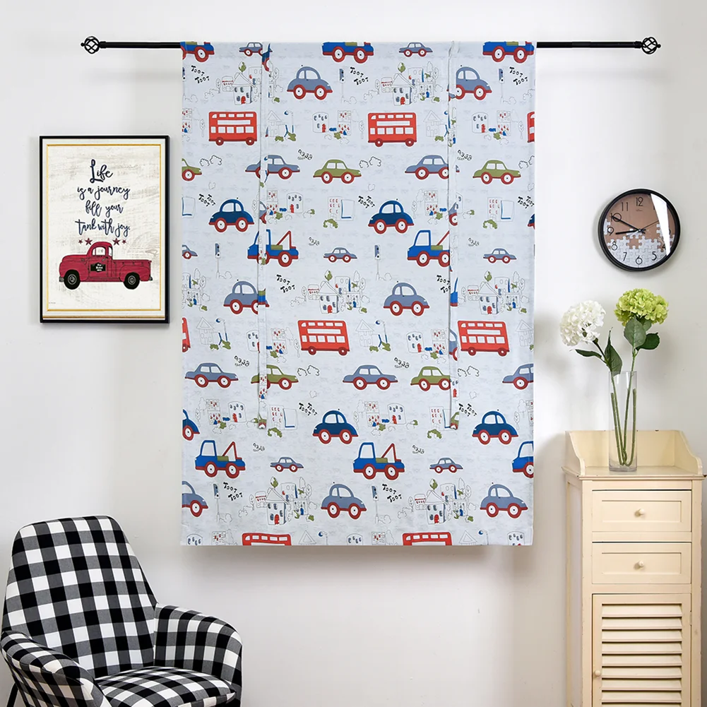 

Home Decor Blackout Roman Boy With Car Pattern Curtain for Kids Bedroom,Curtains for Bedroom Small Window Curtain Rod Pocket