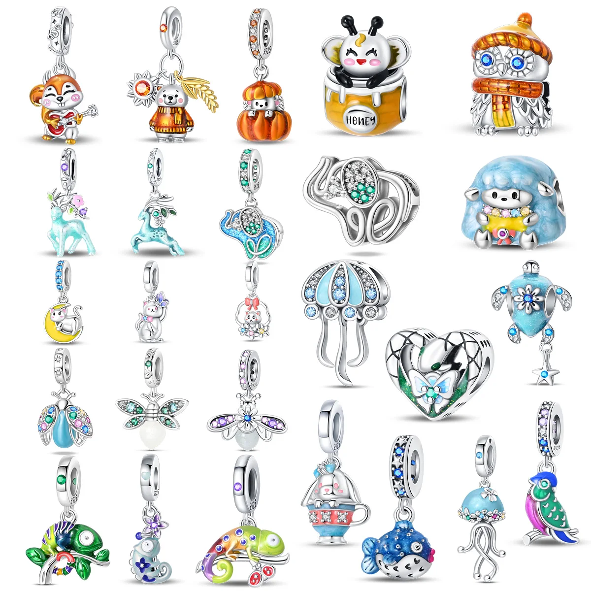 Новинка 2024 стерлингового серебра 925 пробы серия светлячков морских насекомых