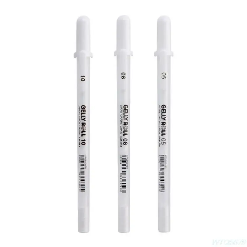 Sakura Gelly Roll Gel Pen White Color 0.5mm 0.8mm 1.0mm High Light Marke Pen Black Cardboard Art Painting Pen White Line Pens images - 6