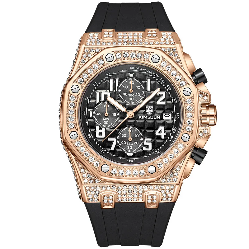 

Famous Brand Gypsophila Diamond Multi-Function Three Eyes Chronograph Waterproof Luxury Sports Date Casual Men's Quartz Watch