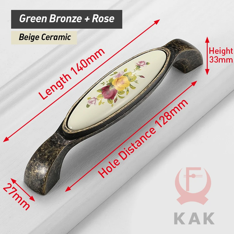 

KAK винтажные бронзовые керамические ручки для шкафа, дверные ручки для шкафов, кухонная ручка в европейском стиле, ручки для ящиков, мебельная ручка
