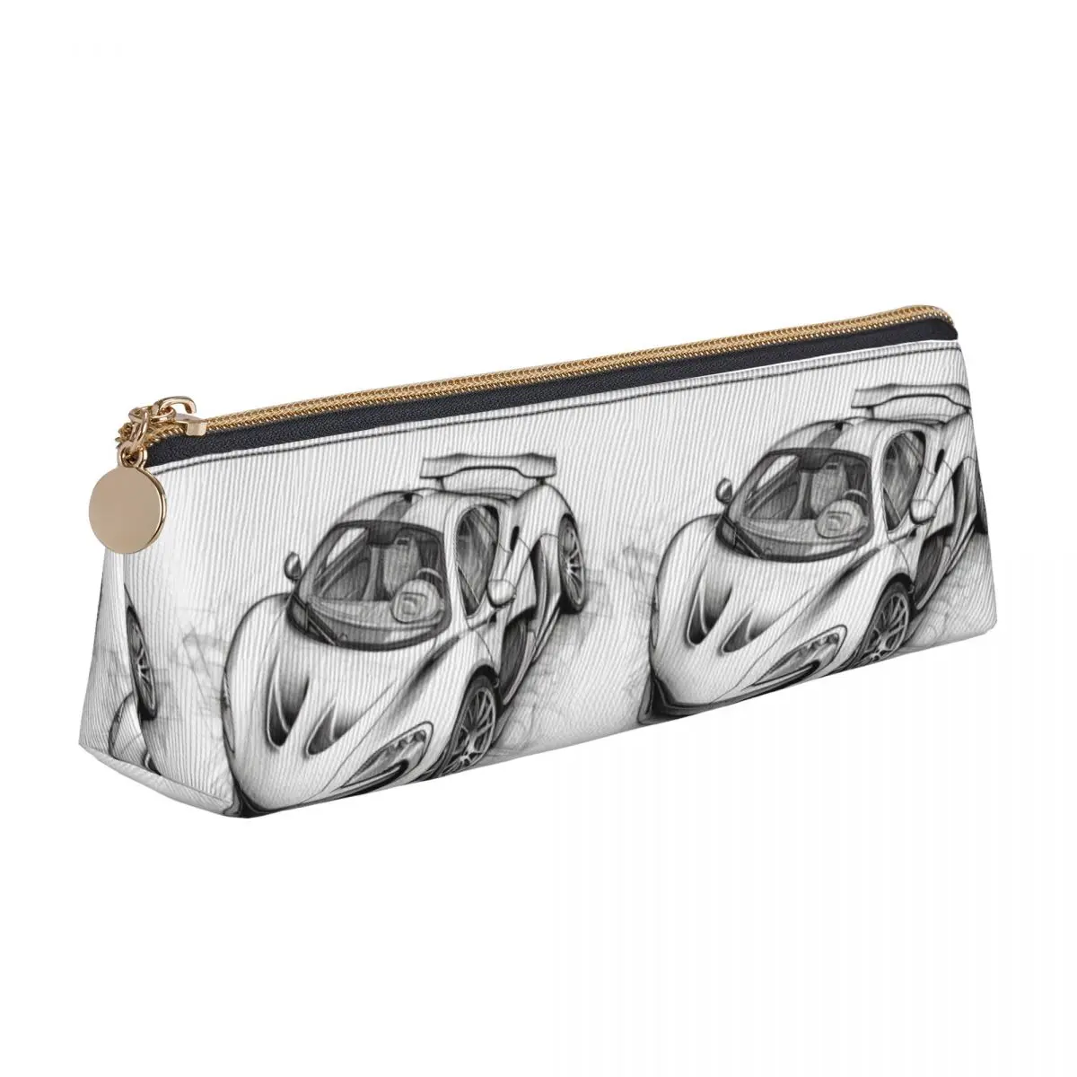 

Powerful Sports Car Triangle Pencil Case Pencil Drawing Schematics College Big Pencil Box For Child Kawaii Leather Pen Bag
