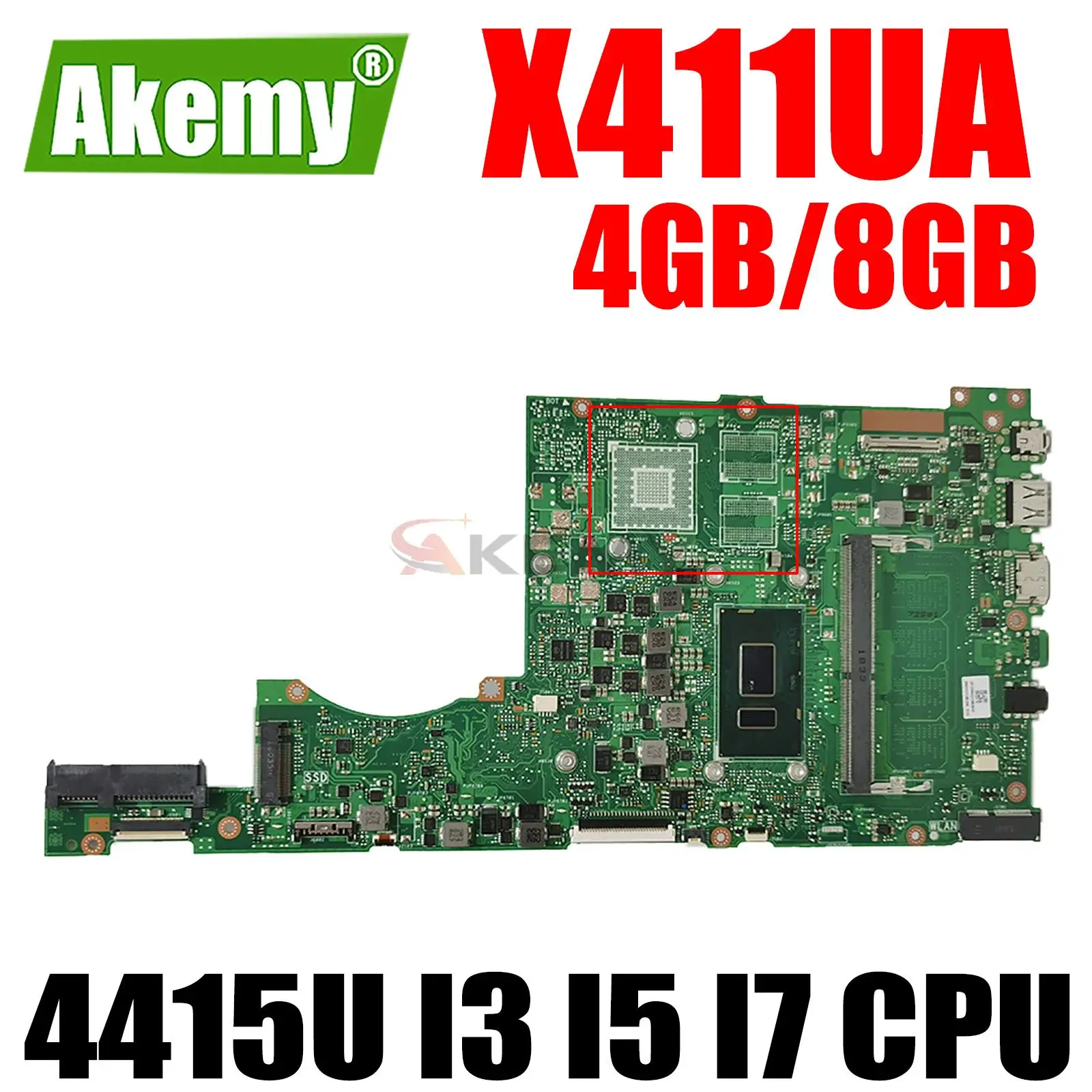 

X411UA Mainboard for ASUS VivoBook-14 X411UQ X411UN S4200V S4200U S4100U S4100V Laptop Motherboard 4415U I3 I5 I7 CPU 4GB 8GB