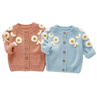 2022 kids sweater autumn winter clothes for baby girl soft cute flower baby knit cardigan toddler sweaters warm children coat