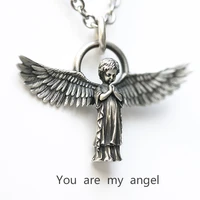 you are my angel necklace silver color guardian angel chain necklace for men women birthday gifts anniversary jewelry