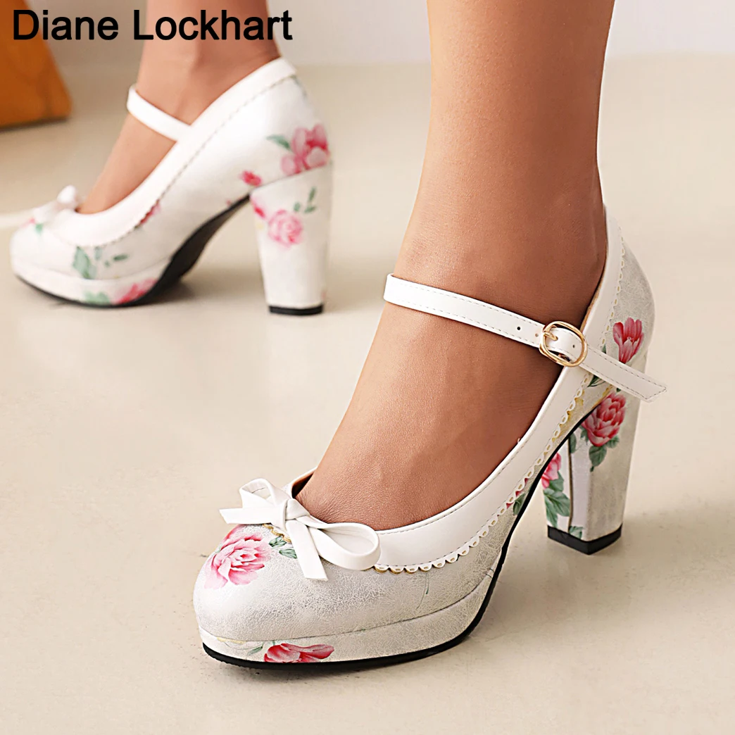 

Star Style Women Bow Pumps Fashion Party Shallow Shoes Ladies Sweet Print Super High Heels Round Toe Platform Shoes Bride 32 33