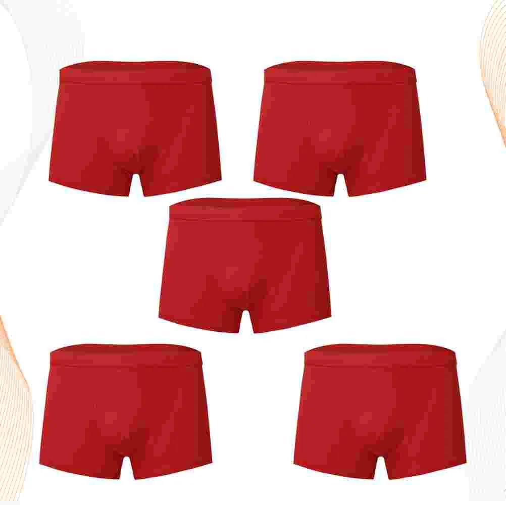 5pcs Cotton Man Briefs Stretchy Breathable Briefs Shorts Underpants Size L (Red)