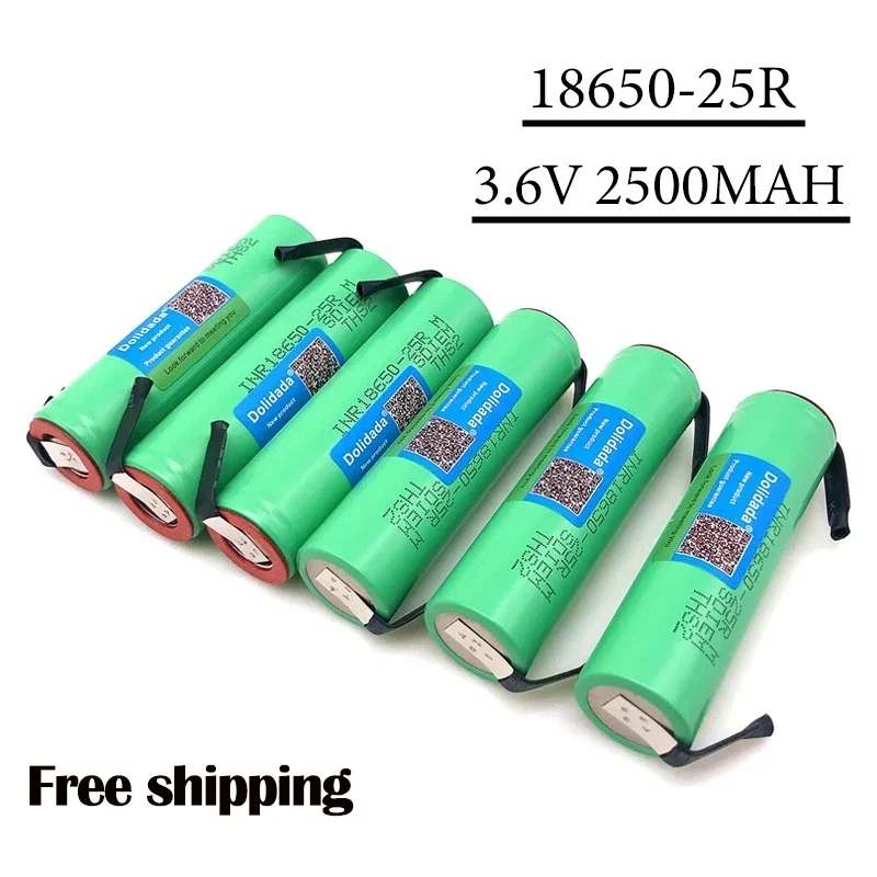 

Freight Free Rechargeable Battery 2024NEW Hot Sale18650 3.6V 2500Mah INR18650 25R 3.7V for Hair Clipper Flashlight+nickel DIY