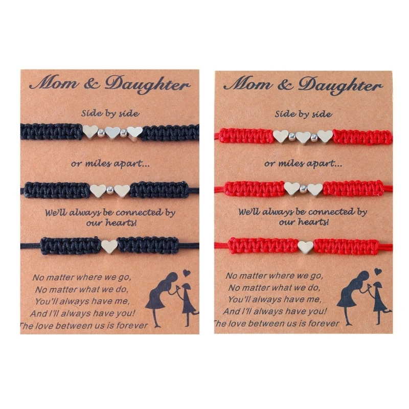 

3 PCS Bracelets Handmade Heart Shape Charm Bracelets Rope Thread String Bracelet