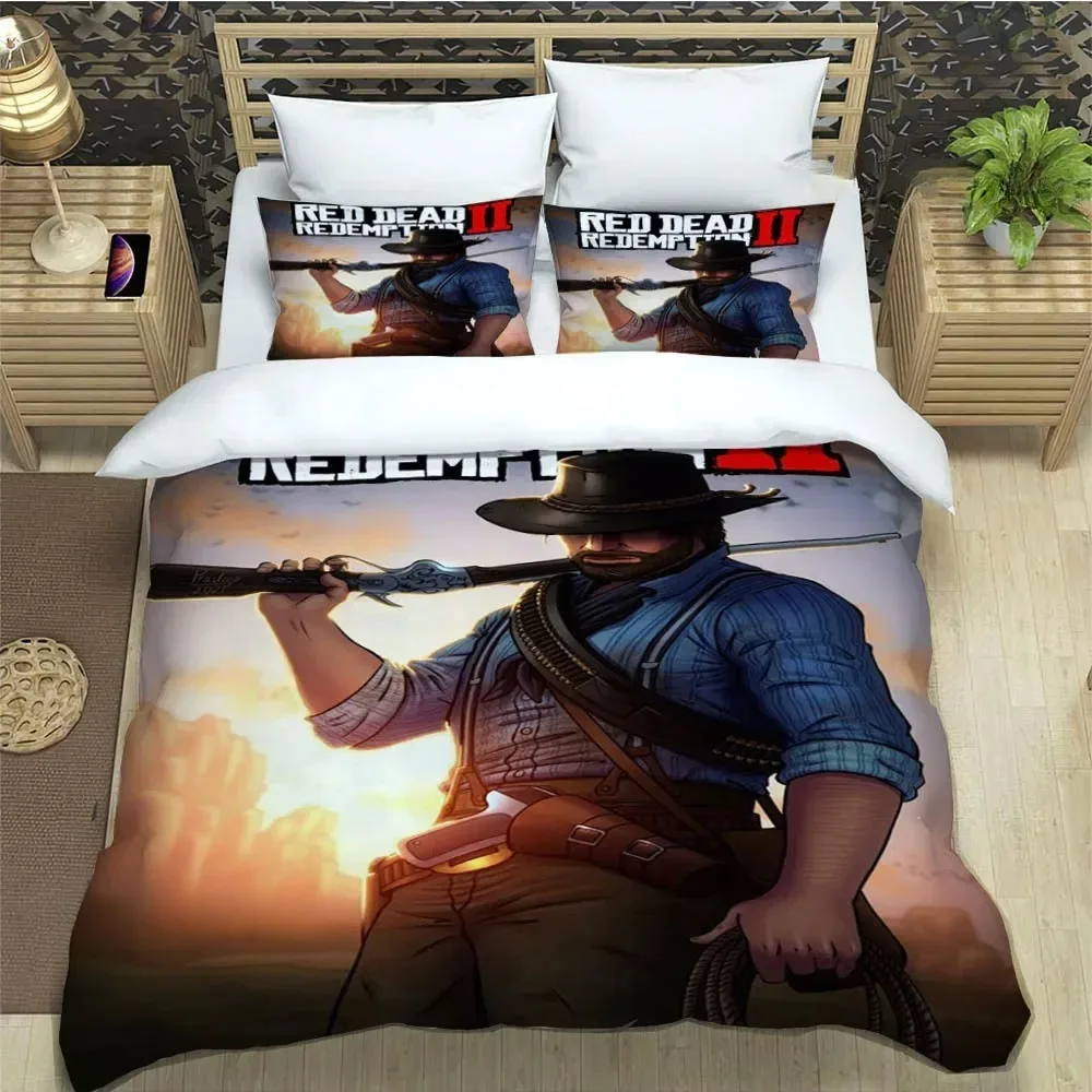 Фото Red Dead Redemption пододеяльник наволочка комплект постельного белья для взрослых мальчиков и девочек украшение для спальни детский подарок одинарный двойной размер №3