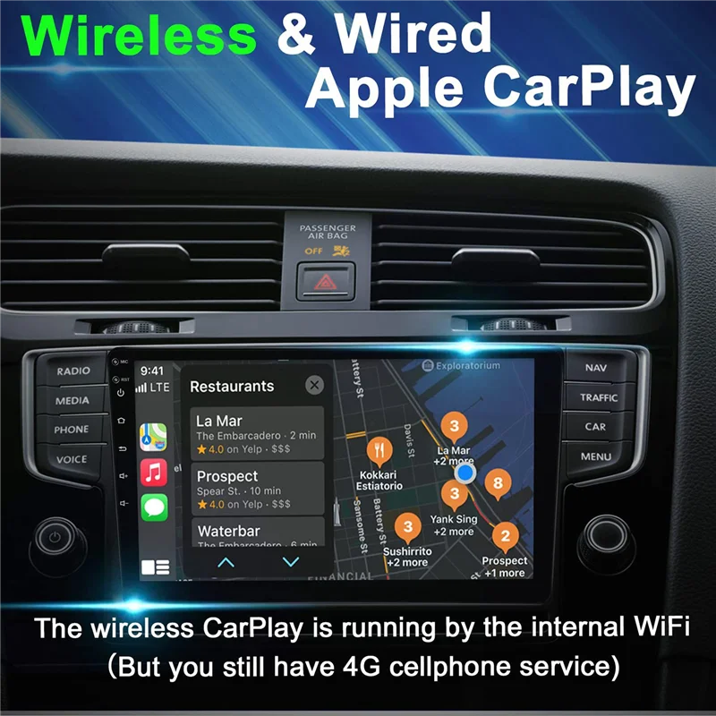 

Android 9 Inch Car Radio Multimedia Video Stereo Player Wireless Carplay + Android Auto Touch Screen Bluetooth GPS WIFI