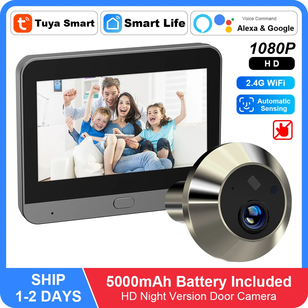 Smart Tuya 1080P 2.4G Wifi Magic Door Camera Automatic Sensing Door Eye Camera Digital Door Viewer Campanello Wireless A Casa