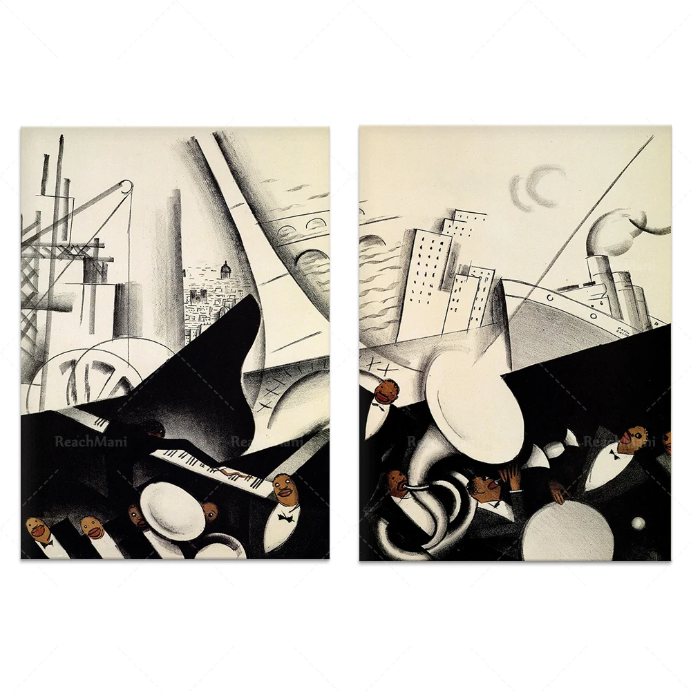 Плакат Paul Colin Jazz Art Prints-Vintage Prints Deco Tumulte Noir Orchestra