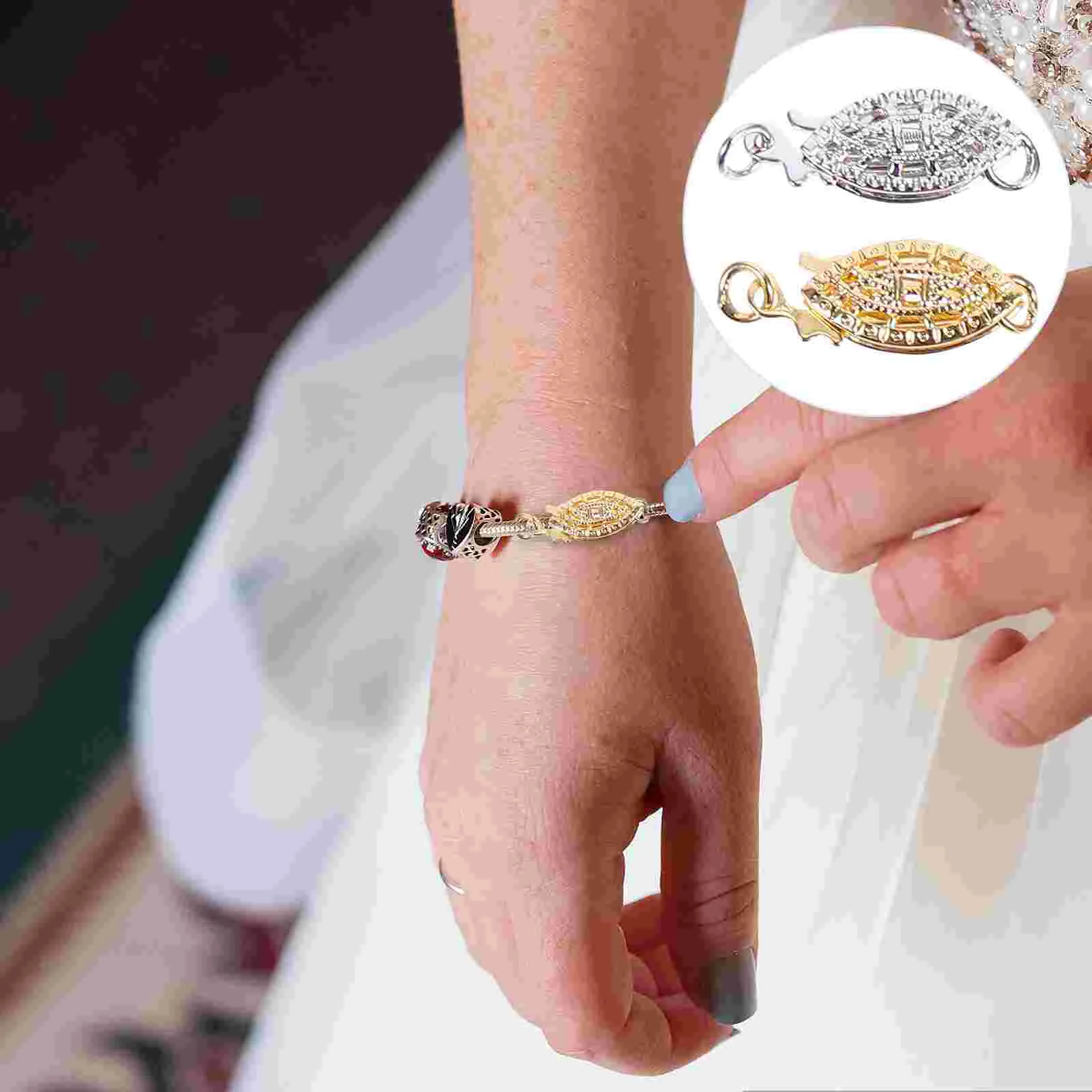 

10 Pcs Bracelet Link Buckle Alloy Clasp Craft Connector Pearl Bracelets Clasps Slider Jewelry Accessory Rhinestone