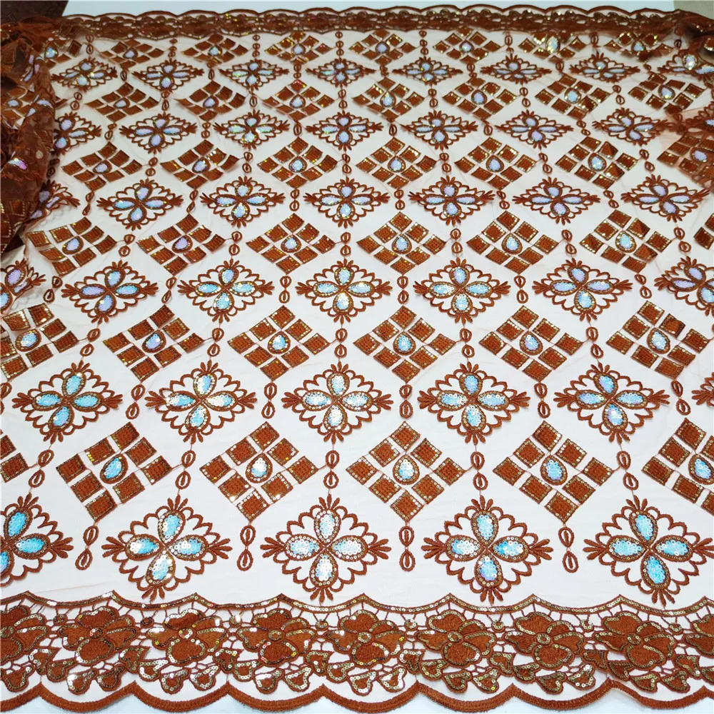 Низкая цена африканская кружевная ткань блестки французская сетчатая 5 ярдов