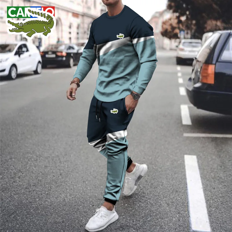 CARTELO High-end Round Neck Sweater Suit Men's Autumn New Casual Korean Version of The Popular Sportswear Two-piece Suit for Men