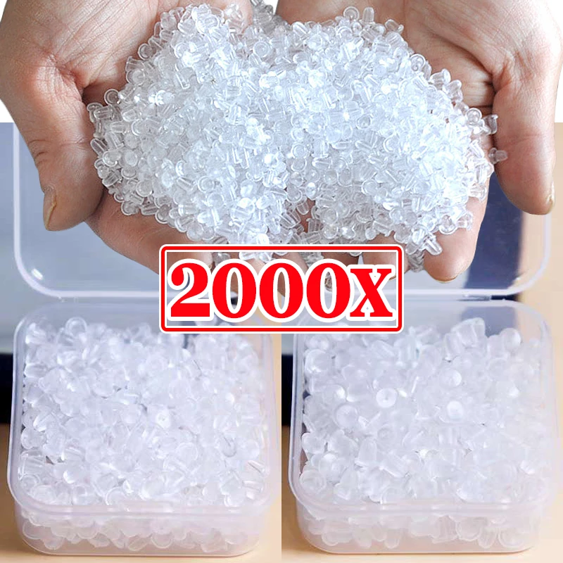 

500/2000pcs Clear Silicone Head Ear Studs Plugs Box DIY Earring Findings Anti Falling Stoppers Earstud Ear Stopper Accessories